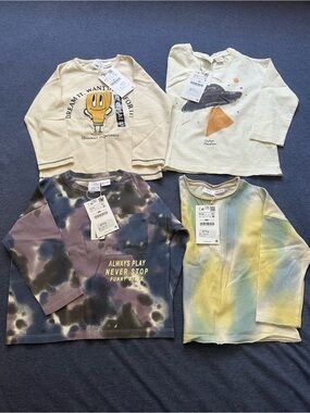 NWT 4 for $18 Zara Children's Long Sleeve Tie-Dye&Graphic Tops 18-24 months